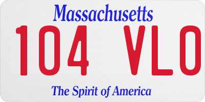 MA license plate 104VL0
