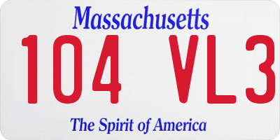 MA license plate 104VL3