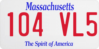 MA license plate 104VL5