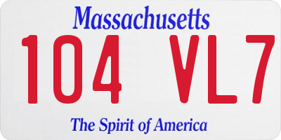 MA license plate 104VL7