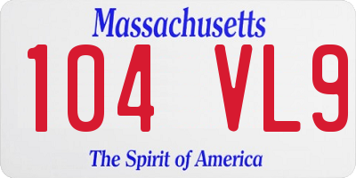 MA license plate 104VL9