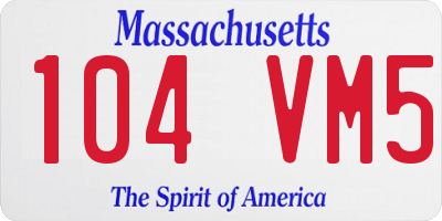MA license plate 104VM5