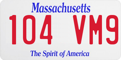 MA license plate 104VM9