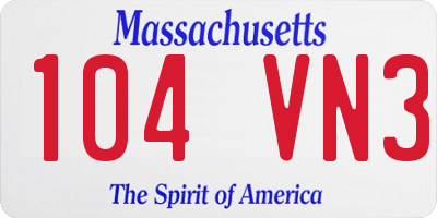 MA license plate 104VN3