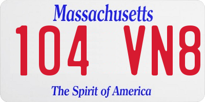 MA license plate 104VN8