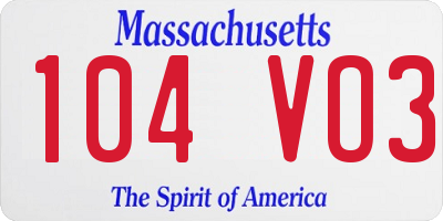 MA license plate 104VO3