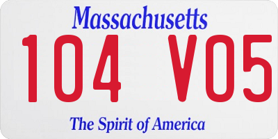 MA license plate 104VO5