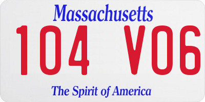 MA license plate 104VO6