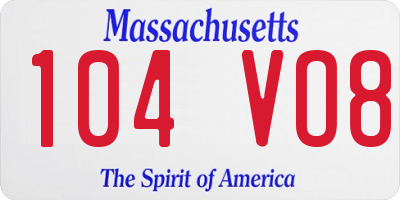 MA license plate 104VO8