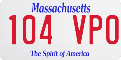 MA license plate 104VP0