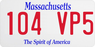 MA license plate 104VP5
