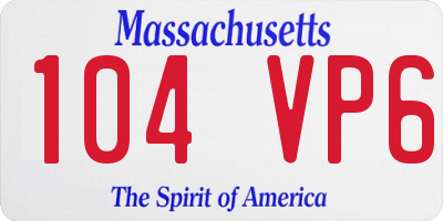 MA license plate 104VP6