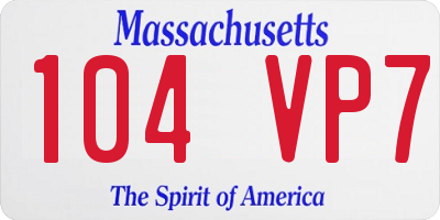 MA license plate 104VP7