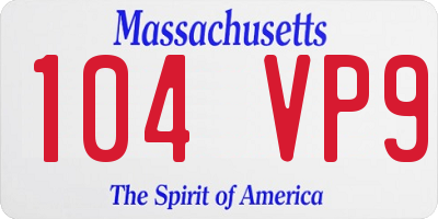 MA license plate 104VP9