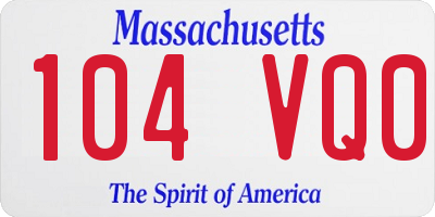 MA license plate 104VQ0