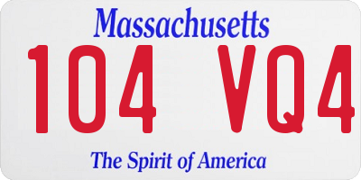 MA license plate 104VQ4
