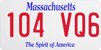 MA license plate 104VQ6
