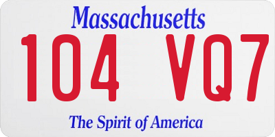 MA license plate 104VQ7