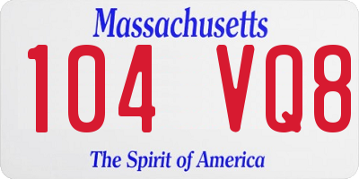MA license plate 104VQ8