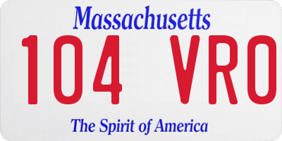 MA license plate 104VR0