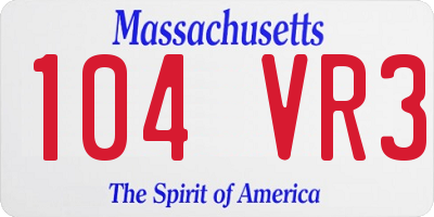 MA license plate 104VR3