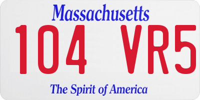 MA license plate 104VR5
