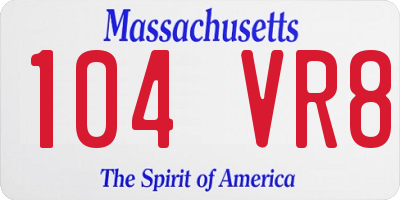 MA license plate 104VR8
