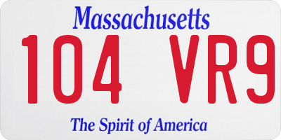 MA license plate 104VR9