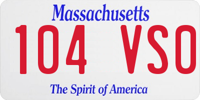 MA license plate 104VS0