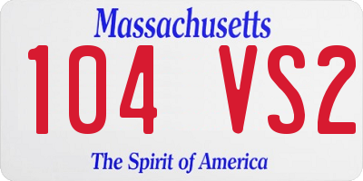 MA license plate 104VS2