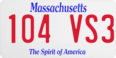 MA license plate 104VS3