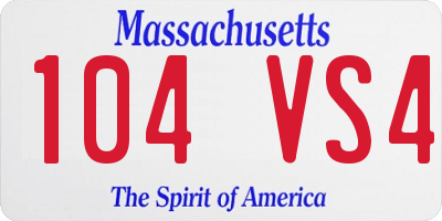 MA license plate 104VS4
