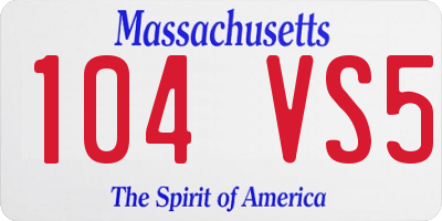 MA license plate 104VS5