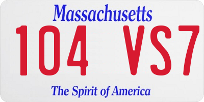 MA license plate 104VS7