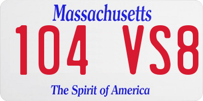 MA license plate 104VS8