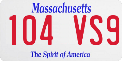 MA license plate 104VS9