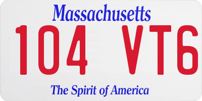 MA license plate 104VT6