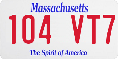 MA license plate 104VT7