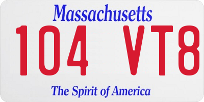 MA license plate 104VT8