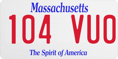 MA license plate 104VU0