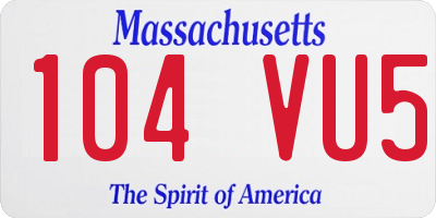 MA license plate 104VU5