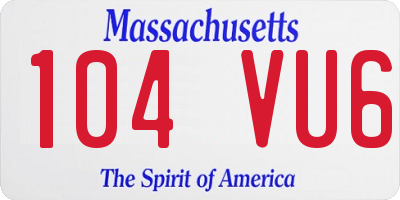 MA license plate 104VU6