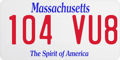 MA license plate 104VU8