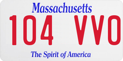 MA license plate 104VV0