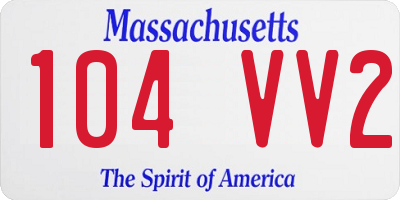 MA license plate 104VV2