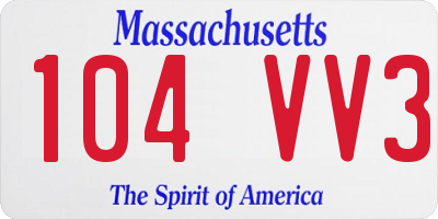 MA license plate 104VV3