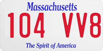 MA license plate 104VV8
