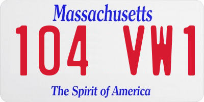MA license plate 104VW1