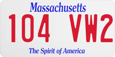 MA license plate 104VW2