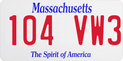 MA license plate 104VW3